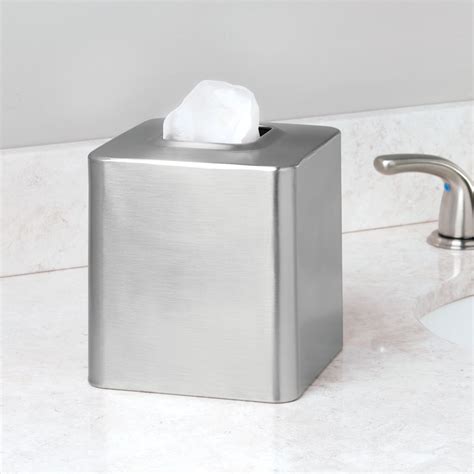 brushed stainless steel square box|mDesign Metal Square Tissue Box Cover for .